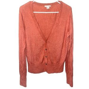 H&M Cognac Soft V-Neck Buttoned Cardigan L